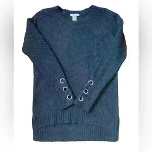 BAR III Black sweater lace up sleeve size M